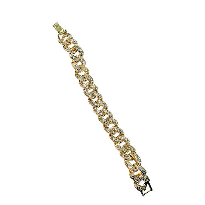 Casual Shiny Solid Color Copper Plating Inlay Zircon Bracelets