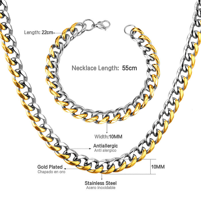 Simple Style Solid Color Stainless Steel Plating Bracelets Necklace