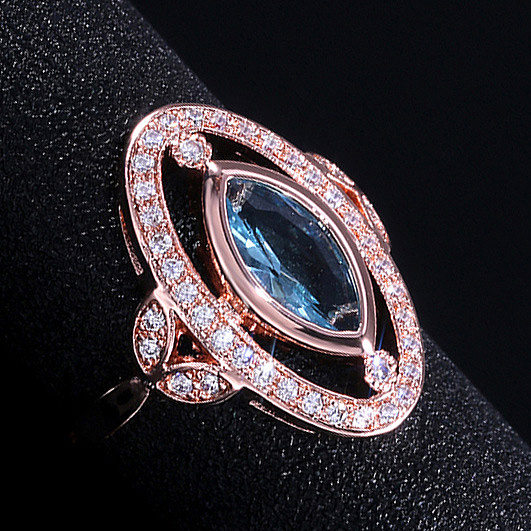 Fashion Copper Plated Rose Gold Micro-set Zircon Ring Female Wholesale