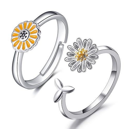 Koreanischer Stil einfacher Gänseblümchen-Blumen-Ring, Sonnenblumen-Ring, verstellbarer Ring, Großhandel Schmuck