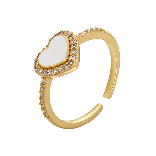 Jewelry Heart Ring Drop Oil Color Peach Heart Ring Opening Adjustable Cross-border