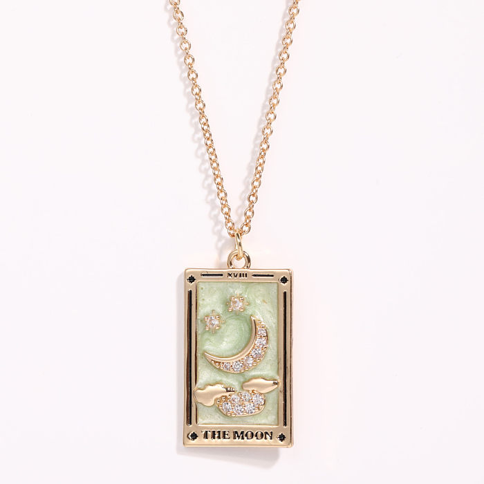 1 Piece Fashion Heart Shape Copper Enamel Plating Inlay Rhinestones Pendant Necklace