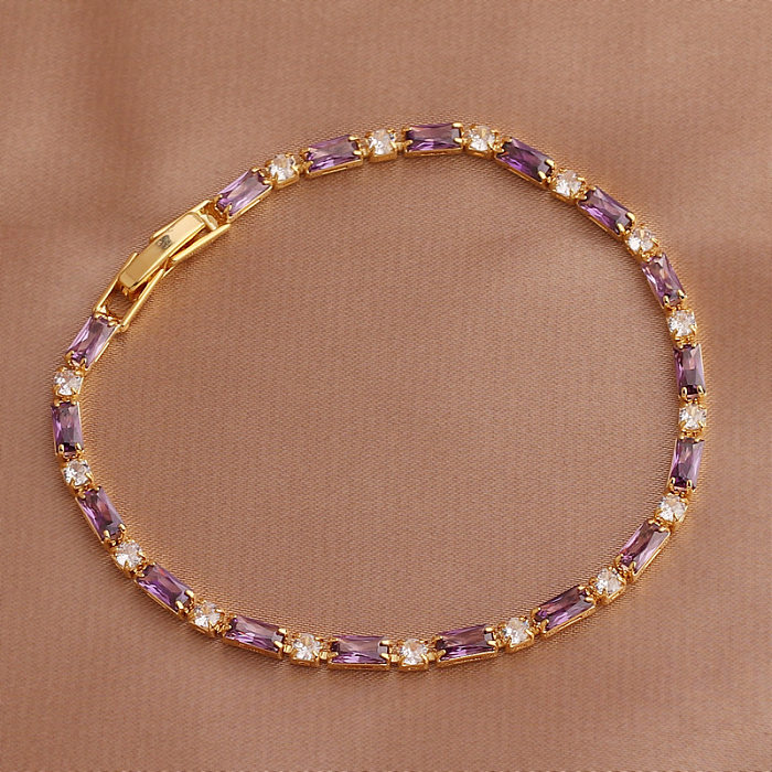 Retro Geometric Copper Inlaid Zircon Women'S Bracelets Necklace
