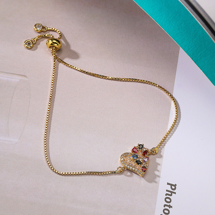 Bracelets plaqués or 18 carats avec incrustation de placage de cuivre en forme de cœur pour trajet de style simple