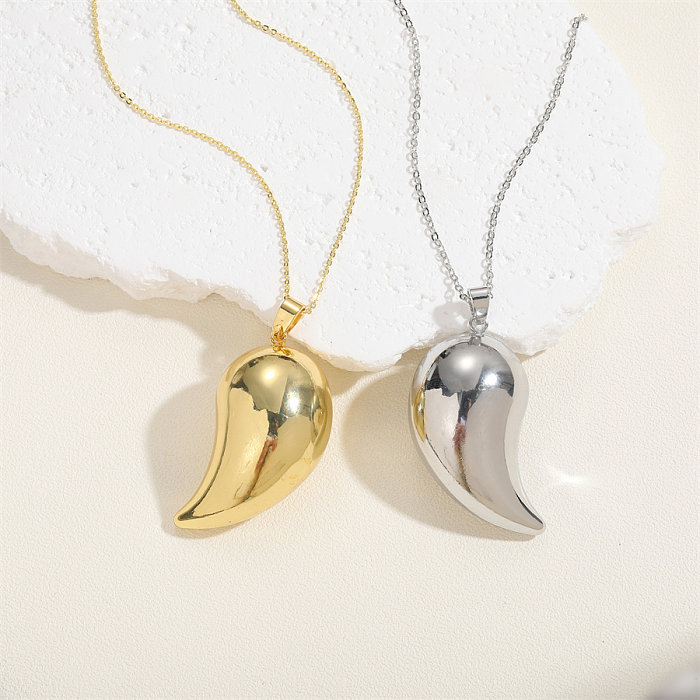 Cute Simple Style Commute Water Droplets Copper Plating Hollow Out 14K Gold Plated White Gold Plated Earrings Necklace