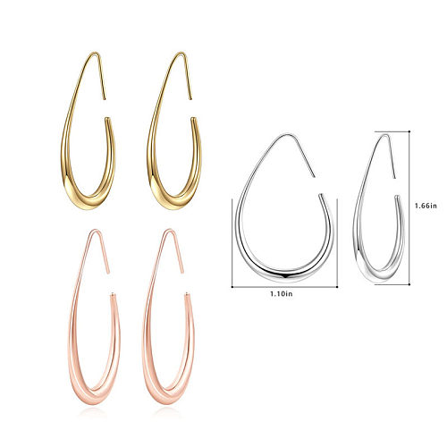 1 par de brincos de orelha de cobre geométricos irregulares elegantes femininos revestidos de cor sólida
