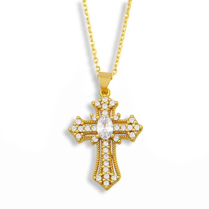 Einfache Retro-Kreuz-Diamant-Kreuz-Halskette