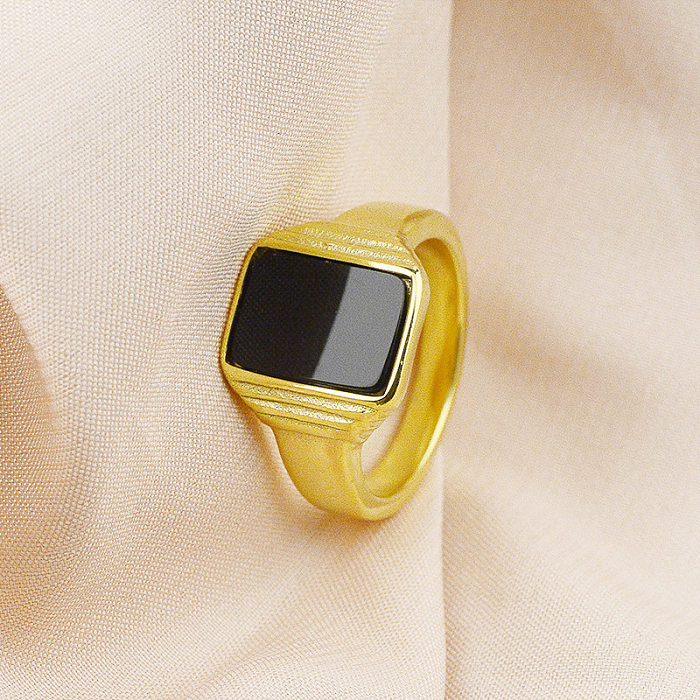 Wholesale Exaggerated Square Titanium Steel 18K Gold Plated Rings