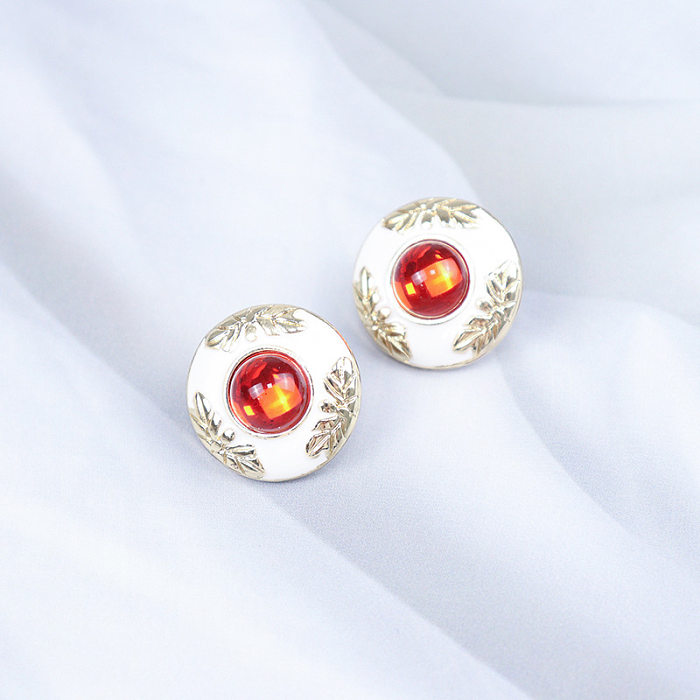 1 Pair Lady Flower Plating Inlay Copper Artificial Pearls Artificial Diamond Ear Studs