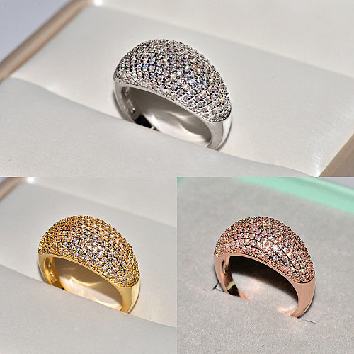 Glam Solid Color Brass Inlay Zircon Rings