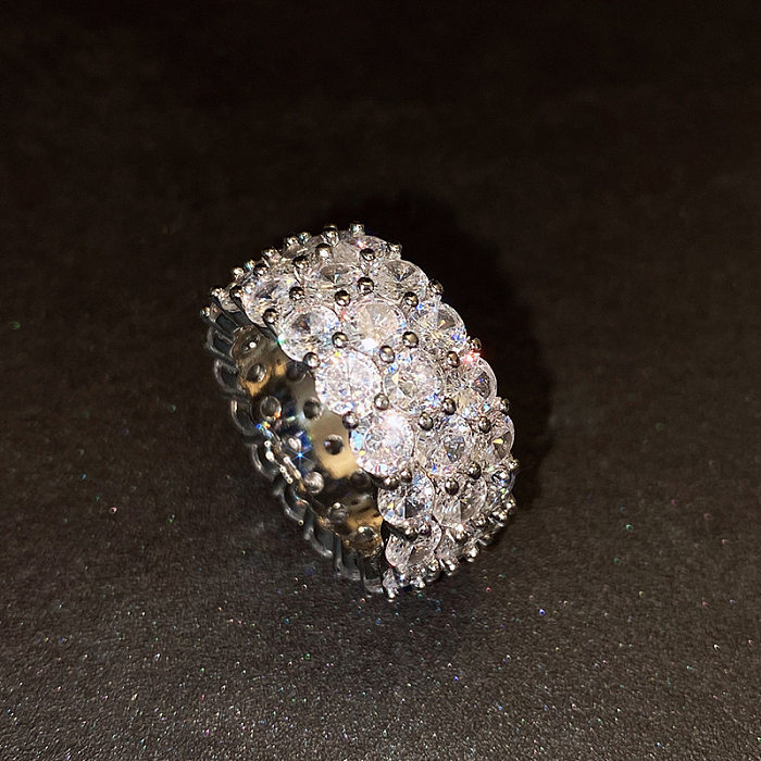 Joias da moda redondas com zircão completo para atividades comerciais anéis de cobre