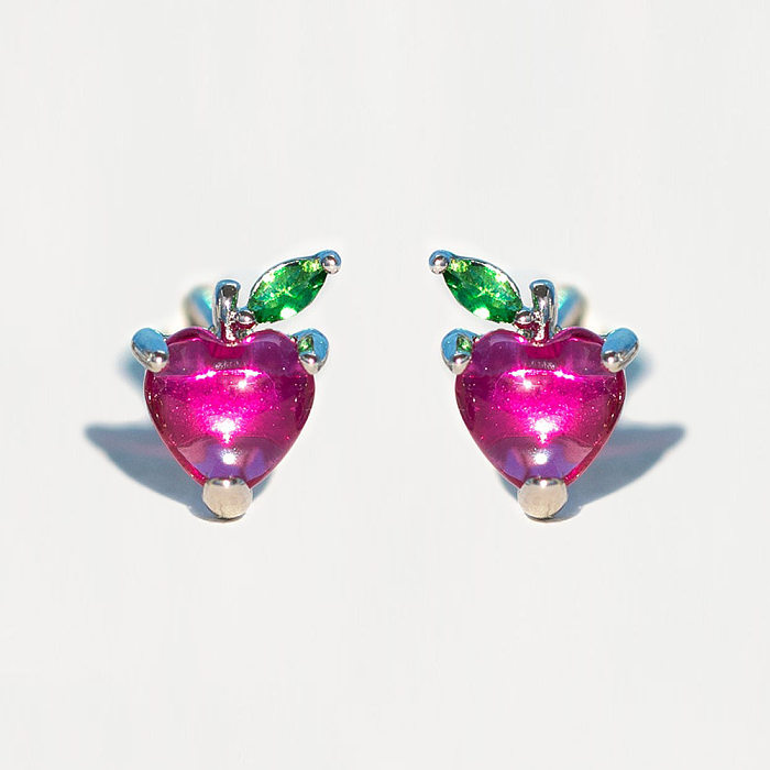 1 Pair Cute Sweet Cartoon Character Inlay Copper Zircon Ear Studs