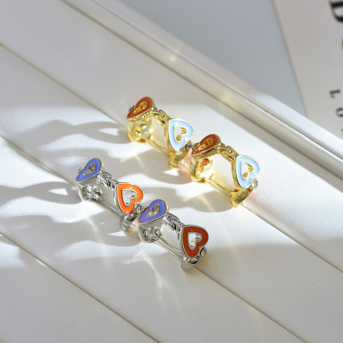 1 Pair Simple Style Round Enamel Inlay Copper Zircon Earrings