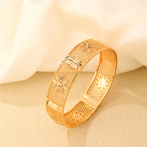 Pulseira elegante glam nupcial redonda banhada a ouro com revestimento de cobre