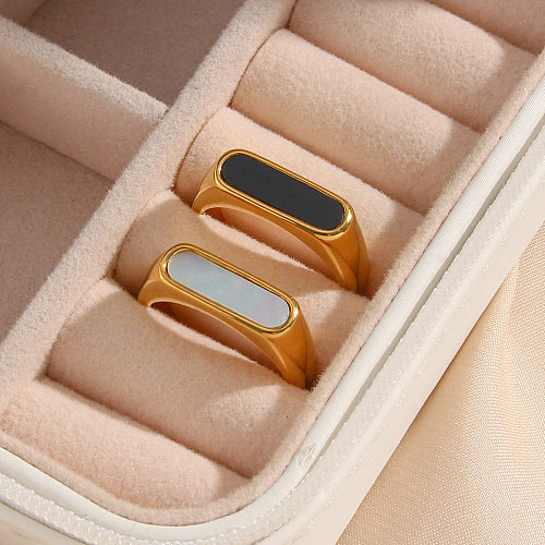 Fashion Rectangle Stainless Steel Rings Plating Shell Stainless Steel Rings