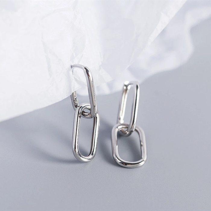 Fashion Geometric Square Interlocking Copper Earrings