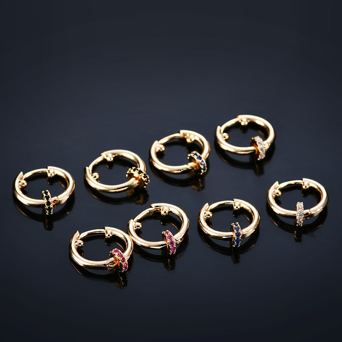 1 Pair Commute Circle Plating Inlay Copper Zircon Gold Plated Earrings