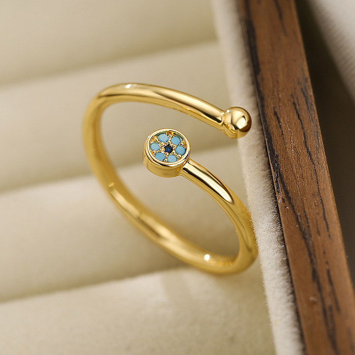 Simple Style Cross Infinity Heart Shape Copper Plating Inlay Zircon 18K Gold Plated Open Ring