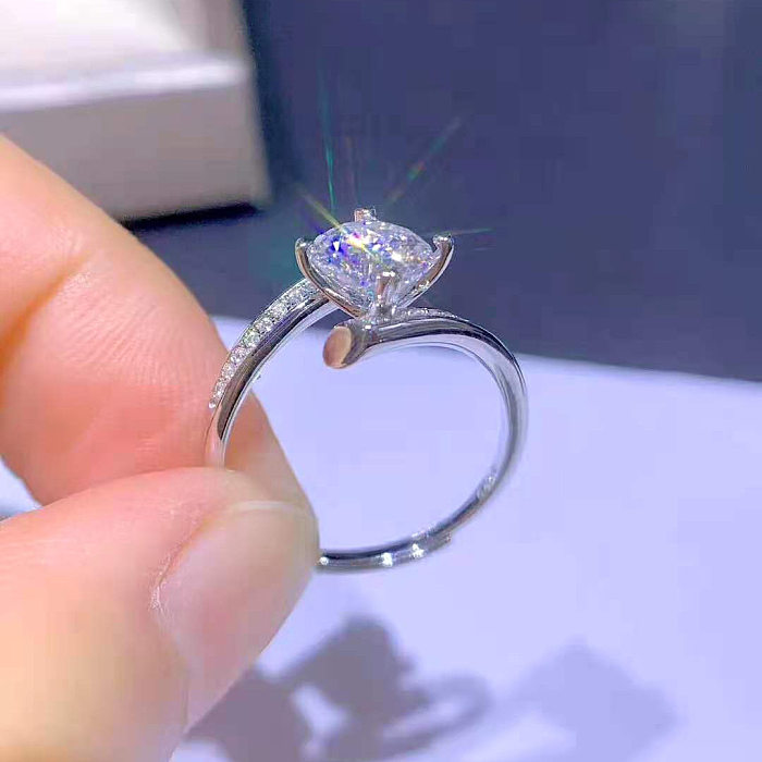 Schlichter runder Kupfer-Inlay-Ring mit künstlichem Diamant, 1 Stück