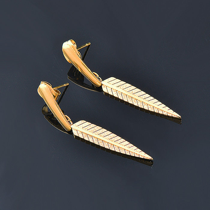 Mode Blätter Titan Stahl Ohrringe Halskette