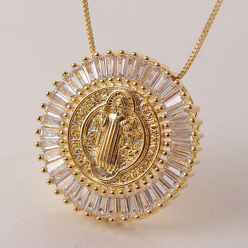 jewelry Round Gold-plated Diamond Virgin Mary Necklace Wholesale Jewelry