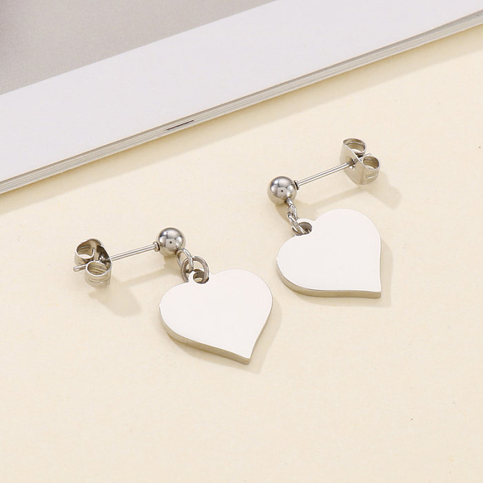 Simple Style Heart Shape Titanium Steel Plating Earrings Necklace