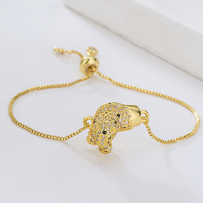 Pulseiras de cobre de leopardo da moda com zircônias banhadas a ouro pulseiras de cobre