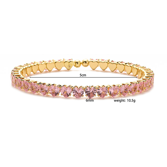 Lady Heart Shape Copper Plating Inlay Zircon 18K Gold Plated Bracelets Necklace