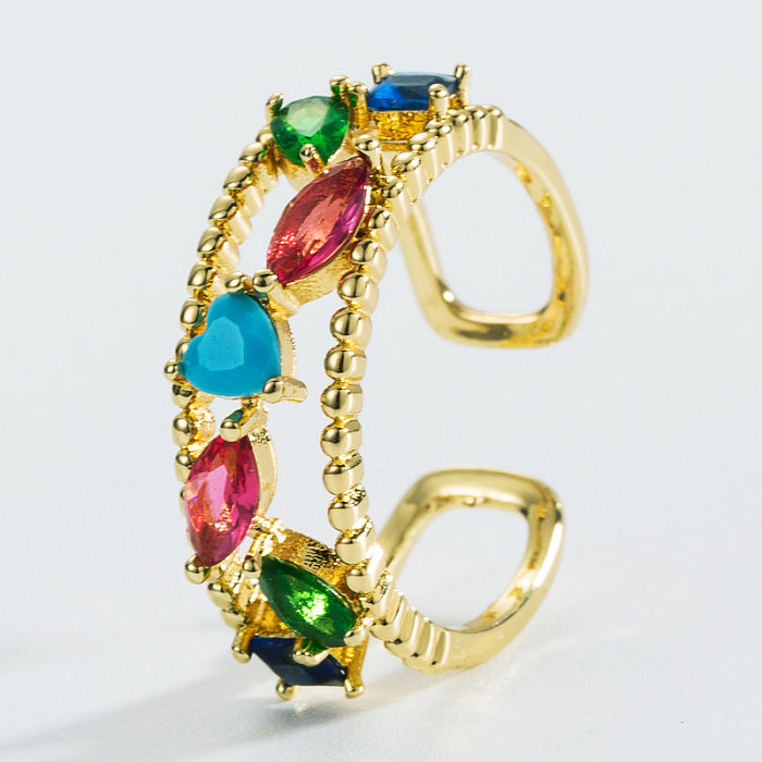 Fashion Devil's Eye Copper Micro-inlaid Color Zircon Hollow Open Ring