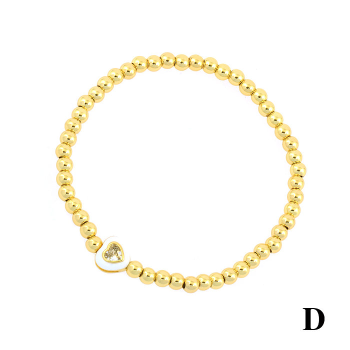 Schlichter Stil, klassischer Stil, herzförmige Kupfer-Perlenarmbänder