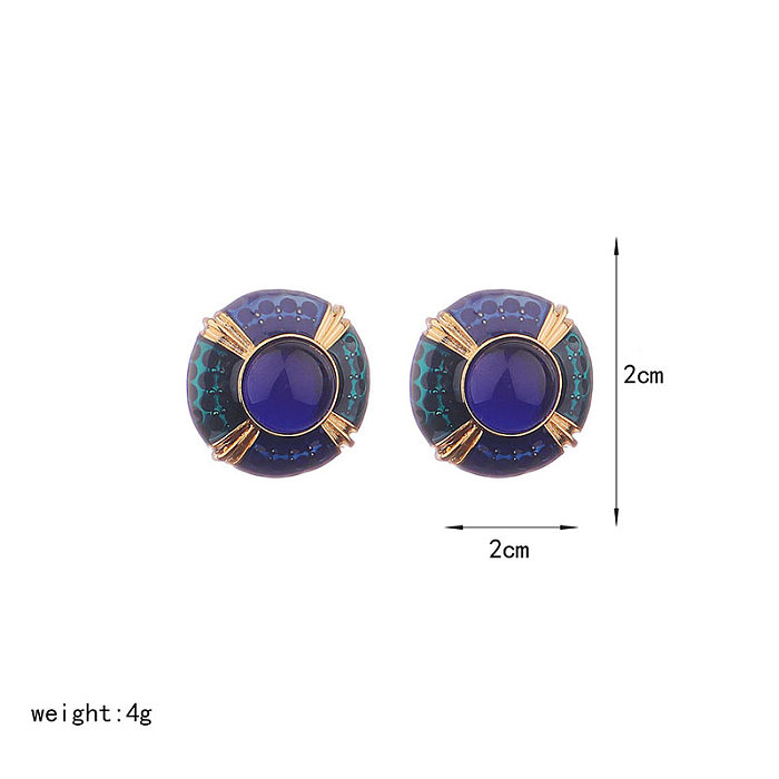1 Pair Retro Commute Round Plating Copper 18K Gold Plated Ear Studs
