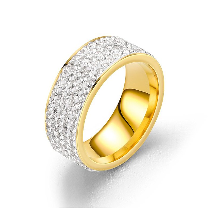 Großhandel Mode fünfreihigen Diamant-Edelstahl-Paar-Ring-Schmuck