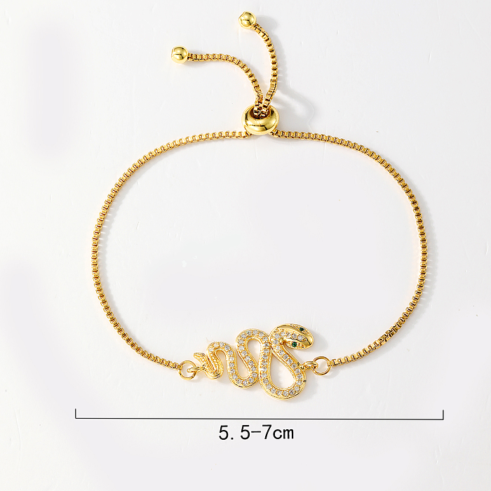 Bracelets plaqués or 18 carats en Zircon, style Simple et élégant, placage de cuivre et papillon, ajouré, incrustation de Zircon