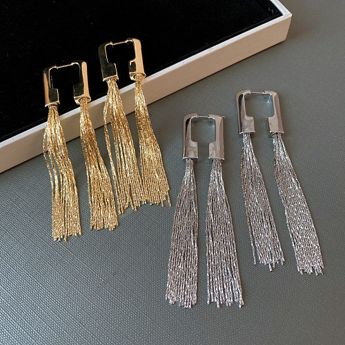 1 Pair Casual Simple Style Tassel Plating Copper Drop Earrings