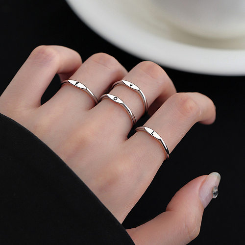 Simple Style Letter Copper Plating Open Ring