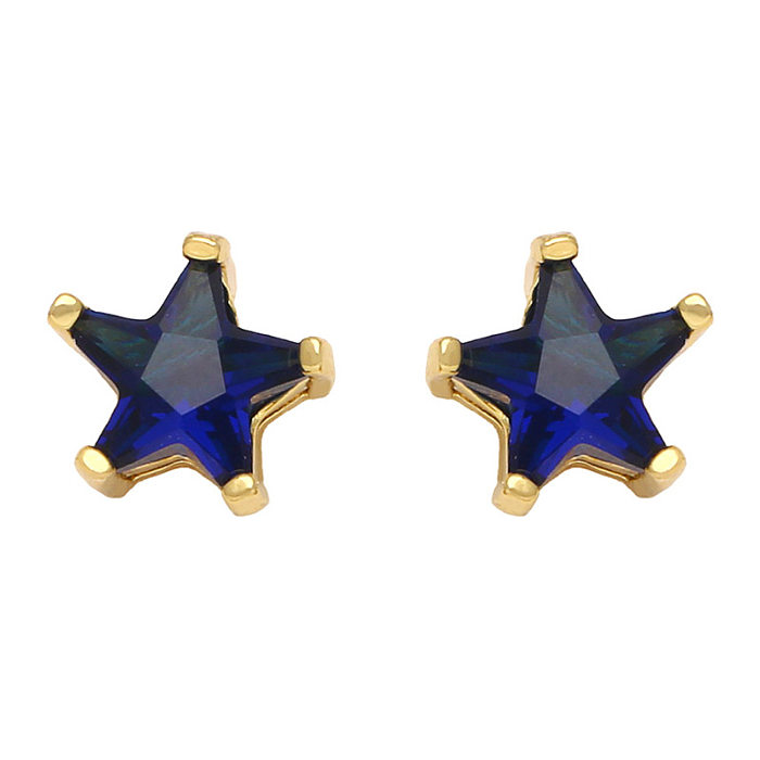 1 par ins estilo simples folha estrela flor cobre chapeamento incrustação zircão brincos de orelha