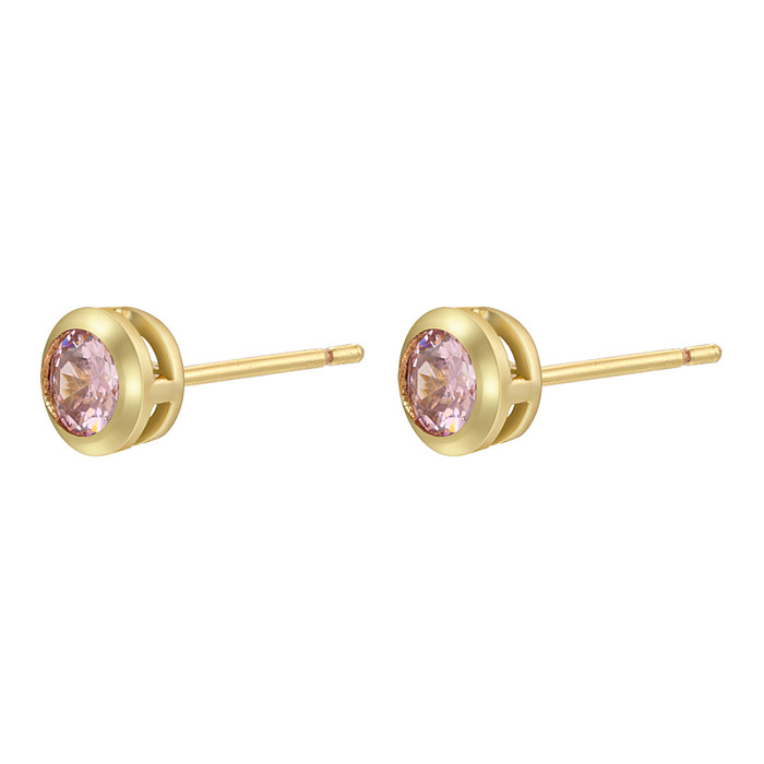 1 Pair Simple Style Classic Style Round Dots Colorful Plating Inlay Copper Zircon 18K Gold Plated Ear Studs