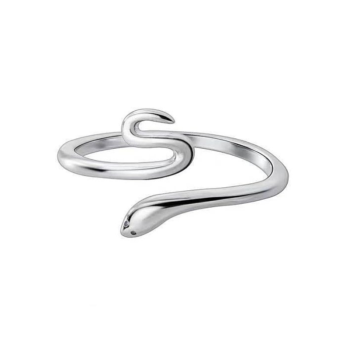 Anéis banhados a prata com revestimento de cobre de cobra de estilo simples