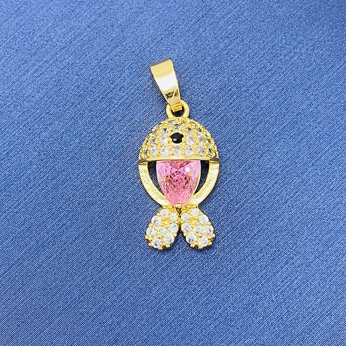 Simple Style Swan Heart Shape Butterfly Copper Irregular Rhinestones Opal Pendant Necklace