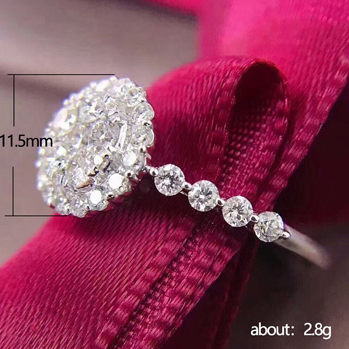 European And American Fashion New Round Crystal Zircon Copper Engagement Ring