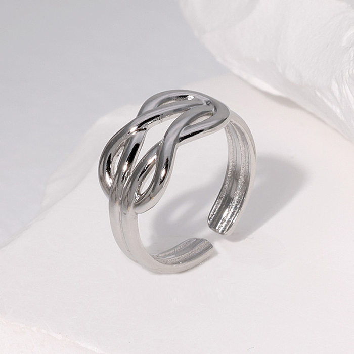 Anéis abertos de chapeamento de aço de titânio geométrico de estilo simples
