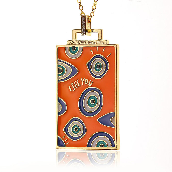 Hip-hop Jewelry Copper-plated 18K Gold Pendant Oil Drip Necklace Women