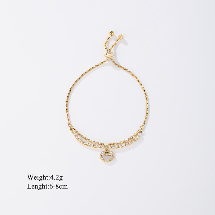 Elegante, glänzende, mit 14-karätigem Gold plattierte Armbänder mit Schlossverkupferung und Inlay aus Muschelzirkon