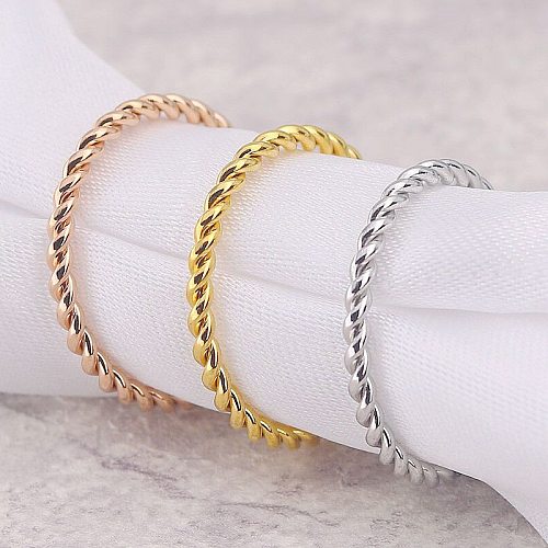 1 Piece Simple Style Solid Color Titanium Steel Polishing Plating Open Ring