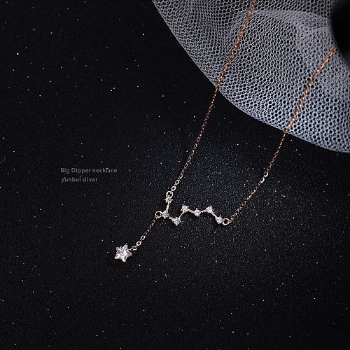 Fashion Simple Style Constellation Copper Necklace Star Zircon Copper Necklaces