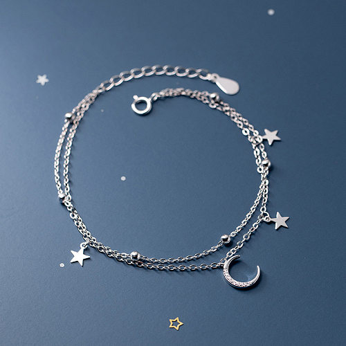 Simple Style Star Moon Copper Plating Silver Plated Bracelets