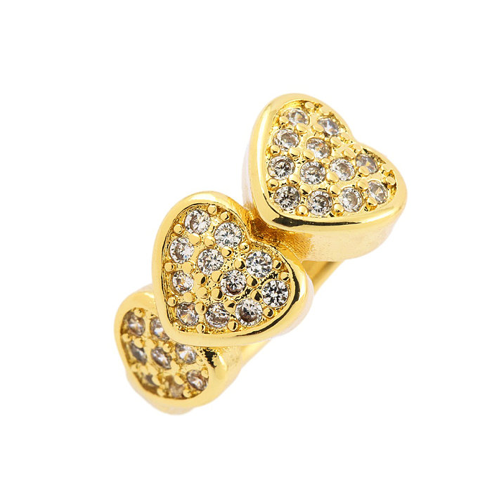 1 Pair Luxurious Shiny Heart Shape Plating Inlay Copper Zircon 18K Gold Plated Hoop Earrings