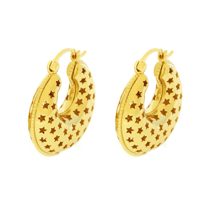 1 Pair IG Style U Shape Star Plating Hollow Out Copper 18K Gold Plated Earrings