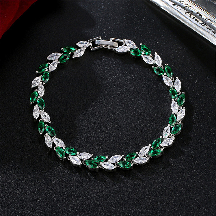 Simple Style Streetwear Maple Leaf Copper Plating Inlay Zircon White Gold Plated Bracelets