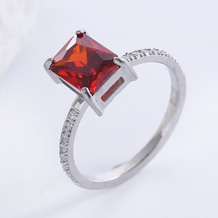 Elegant Luxurious Square Stainless Steel Plating Inlay Zircon 18K Gold Plated Rings